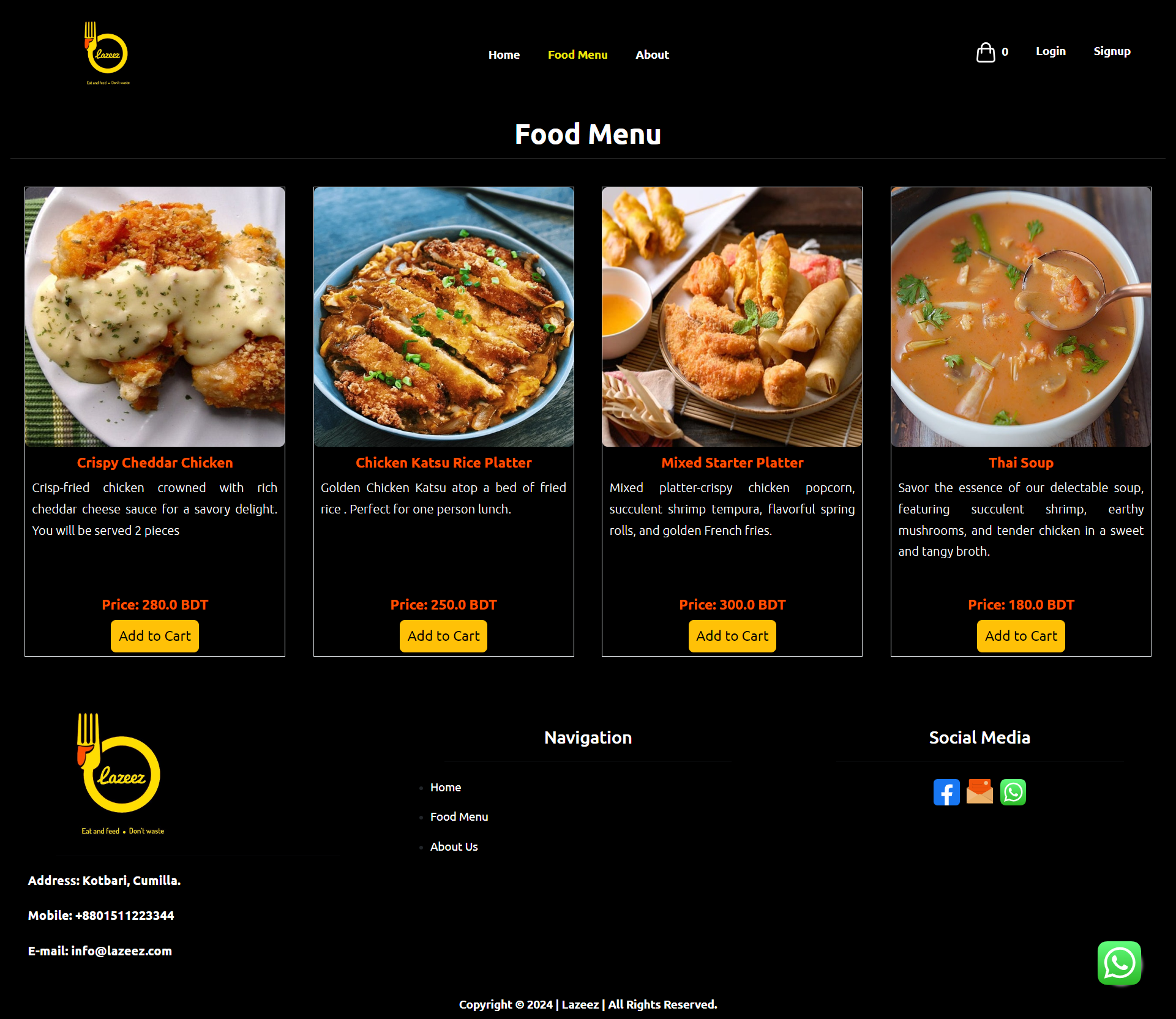 Lazeez- Resturant Management Webapp- Menu Items
